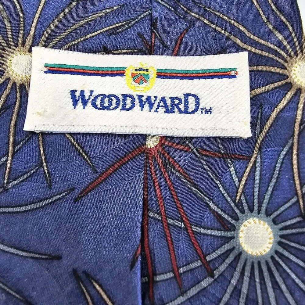 Necktie Mens Vintage Woodward Purple, Blue, Red, Tan 55 By 4 Inches, Silk